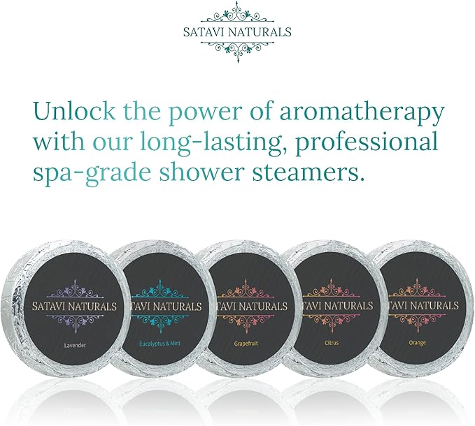 Aromatherapy Shower Steamers (5-Pack) Variety - Scented Vapor Tabs for Self-Care, Aromatic Shower Bath Bombs, Natural Essential Oils for Women & Men