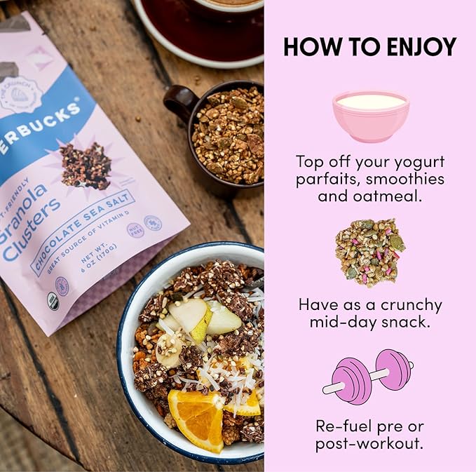 Clusterbucks Superfood Clusters – Grain-Free, Keto-Friendly Granola with Regeneratively Grown Sprouted Buckwheat– Gluten-Free, Low-Carb, Organic Healthy Snack (3-Pack, Chocolate Sea Salt)