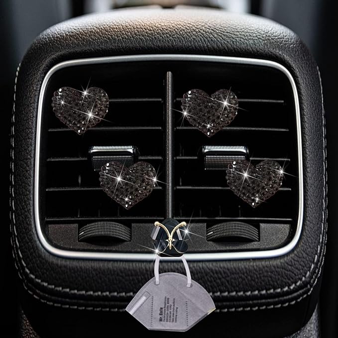1Pc Black Heart Air Vent Clips, Car Air Fresheners Vents Clips Car Diffuser Diamond Car Interior Decor Charm Cute Car Accessories Interior Accessories, Auto Decoration