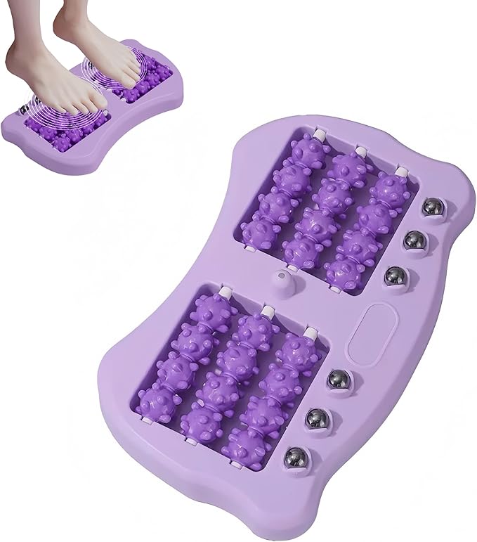 Foot Massage Roller, Portable Reflexology Massager for Relieve Pain from Plantar Fasciitis and Improved Circulation,Three Massage Techniques for Relax Muscles suitable for Home Office Use (purple)