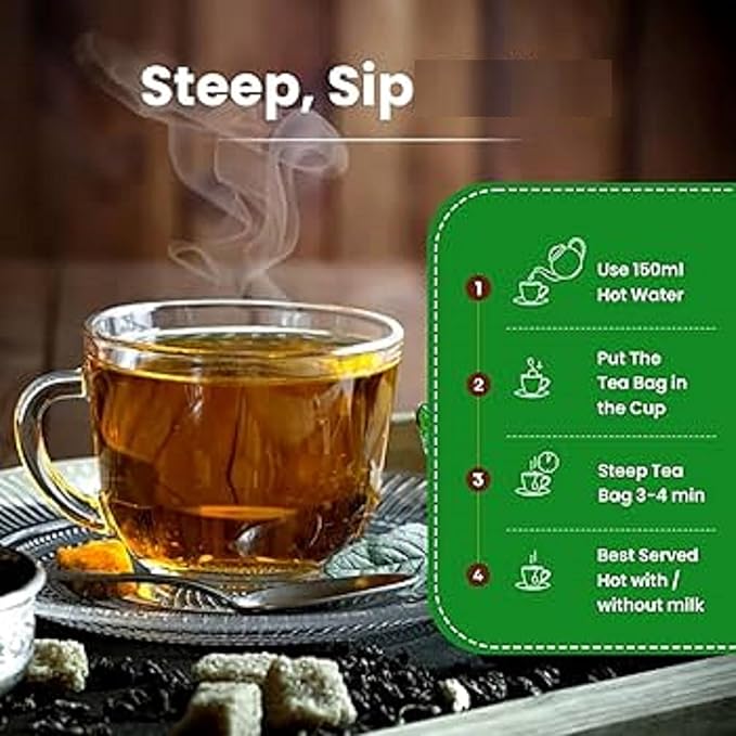 Goodwyn Tulsi, holy basil Tea with Ginger & Lemon | 100 Green Tea Bags | Low Caffeine, Sugar-Free Herbal Daily Tea | Plastic Free Individually Wrapped Tea Bags | Tulsi Tea Sampler Gift Set, Eco-Friendly, Indian Origin chai