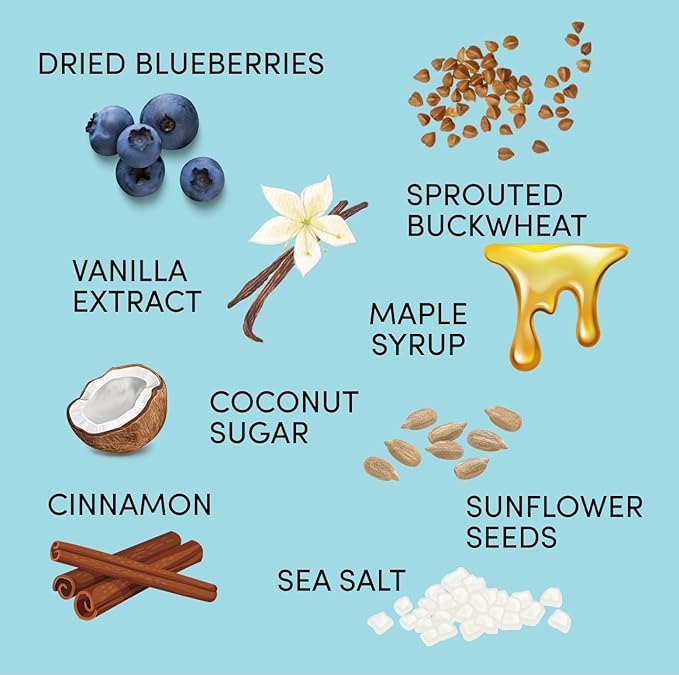 Clusterbucks Superfood Clusters – Grain-Free, Keto-Friendly Granola with Regeneratively Grown Sprouted Buckwheat– Gluten-Free, Low-Carb, Organic Healthy Snack (6 Ounce (Pack of 3), Blueberry Crisp)