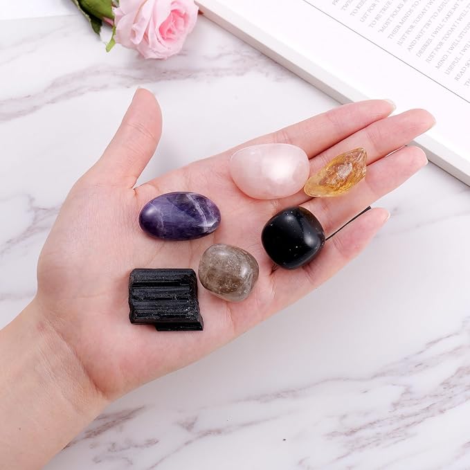 House Protection Crystal Set – Home Protection Crystals for Negative Energy Removal, EMF Cleansing & Spiritual Blessing – New Home Gift, Housewarming Kit, Healing Stones