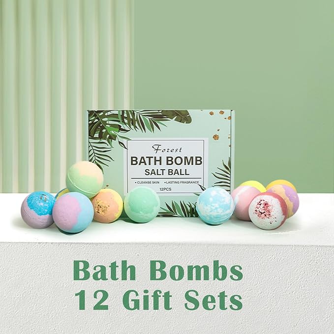 Bath Bombs for Women 12 Gift Sets, Shea Butter & Essential Oils Bath Bomb for Skin Moisturizing, Bubble Spa Bath, Bubble Bath for Kids, Idea Gifts for Women Men Wife, Girlfriend, Mothers