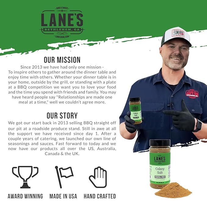 Lane's Celery Salt Seasoning, All-Natural Celery Seed Powder, Great on Soups, Stews & Marinades, Made in USA, 15 Oz
