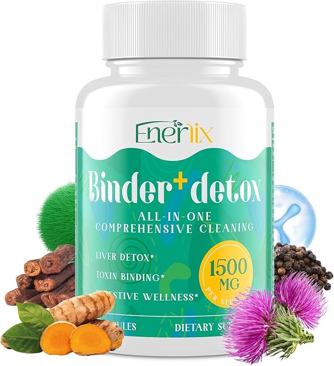 15-in-1 Detox Binder, Activated Charcoal, Zeolite & Bentonite Clay, Chlorella, 1500 MG Detox Supplement Maximum Absorbent, Liver Gut Digestive Detox Cleanse, 90 Vegan Capsules
