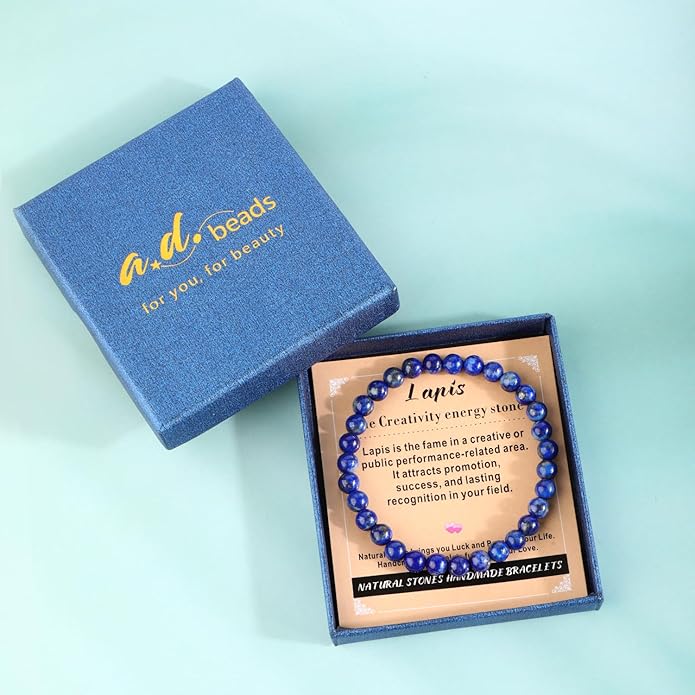 AD Beads 4mm6mm8mm10mm Handmade Bracelet - Natural Gemstone for Peace and Tranquility - Meditation, Yoga, Healing and Energy Gift for Unisex