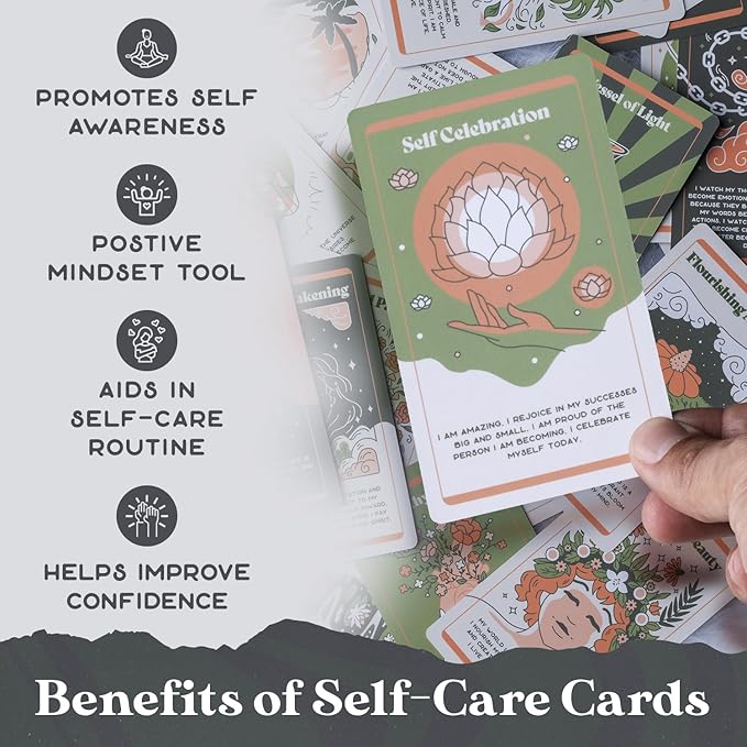 PURPLE CANYON Self Care Affirmation Cards | Positive Affirmations Cards for Mindfulness and Meditation | Motivational Gifts for Women and Men | 52 Card Deck for Encouragement