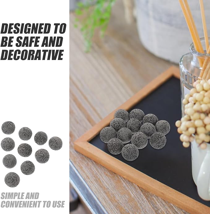 Baluue 20pcs Natural Volcanic Rock Essential Oil Diffuser Stones, 0.62 Inch Grey Aromatherapy Essential Oil Diffuser Stones for Home, Office