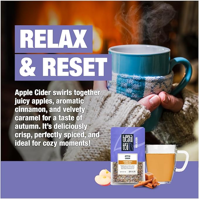 Tiesta Tea Apple Cider, Premium Loose Leaf, Caramel Apple Herbal Tea, Non-Caffeinated, Real Fruit, Herbs and Spices, Relaxing Tea BlendsHot or Iced Brew Up to 20-25 Cups, 2oz Resealable Pouch