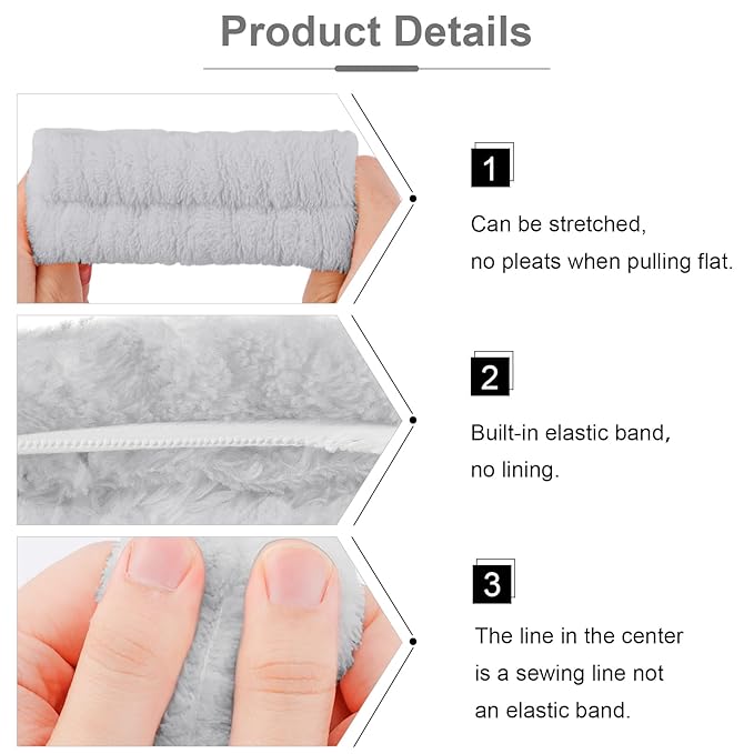 VELSCRUN 6 Pack Spa Headband, Makeup Headband, Face Wash Headbands, Skincare Headbands, Grey Sponge Hair Band Bow Tie Spa Head Band for Washing Face Wristband Set Hair Accessories for Women Girls
