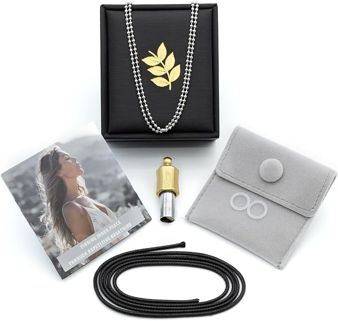 Anxiety Necklace 528 Hz Breathing Meditation Whistle Mindfulness Device for Stress Relief Calm Meditation Adjusting Breathing Anxiety Relief Necklace, Stress Relief Gift for Men Women