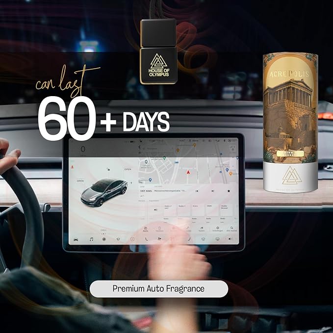 Acropolis Car Air Freshener and Diffuser - 100% Natural Essential Oils - Luxury Car Scent by House of Olympus - Made in USA