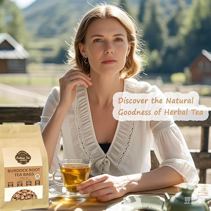 Ovikaso Tea, Burdock Root Tea Bags, 50 Pyramid Tea Bags, 2.5g/bag, Direct from Source, Aid in Digestion & Improving Liver Health, Herbal Tea