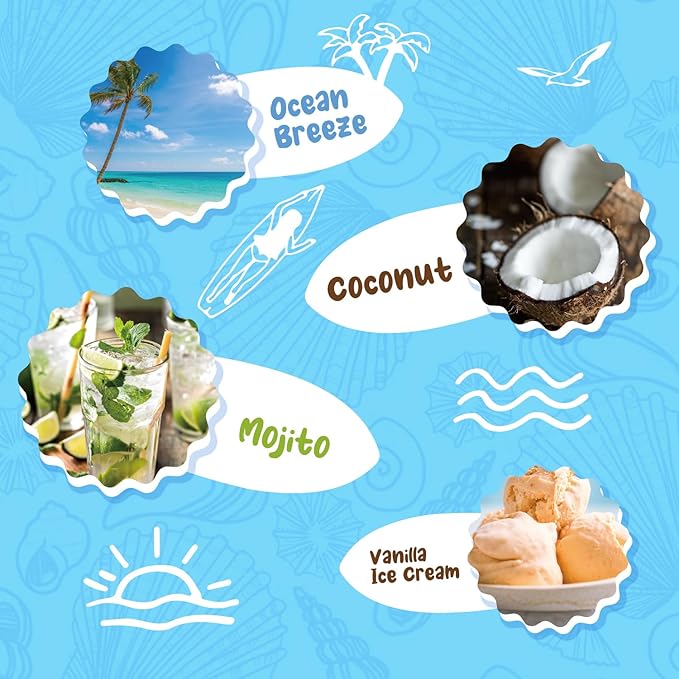 SALKING Summer Scented Wax Melts, Soy Wax Melts Gift Set, Wax Cubes/Tarts for Warmer - Ocean Breeze, Coconut, Mojito, Vanilla Ice Cream, Pineapple, Watermelon, Pink Sands, Night, 8x2.6 oz