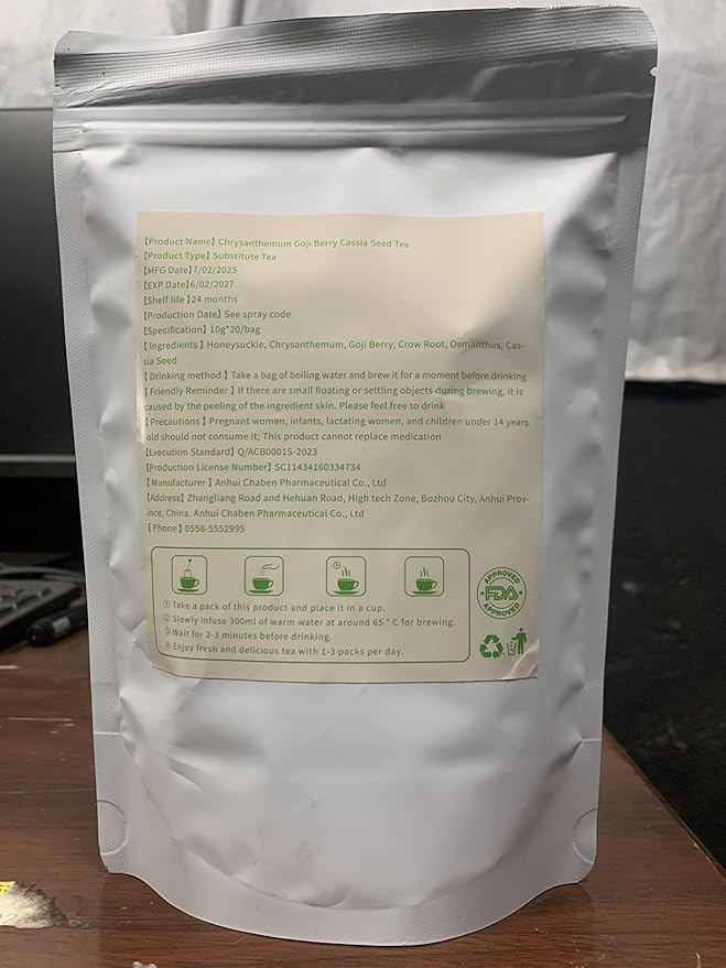 Liver Detox Tealiver, Liver Detox Cleanse Tea,Chrysanthemum Cassia Seed Tea,LiverTea Formula Chrysanthemum,Te De Higado Crisantemo,Te Chino Para Limpiar El HíGado Graso (30PC)