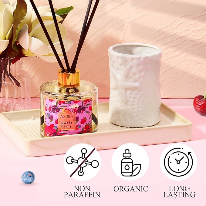 Reed Diffuser for Home, 6.7oz Sweet Berry Scent Diffusers for Bathroom Air Freshener, Aromatherapy Diffuser for Room Office and Desk Decor