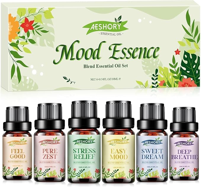 Essential Oils Blend Set,Essential Oils for Diffusers for Home,Stress Relief, Sweet Dream,Deep Breathe,Relax, Air Freshening,Aromatherapy Gifts for Women,DIY Candle Making,Humidifiers, Massage(6x10ml)