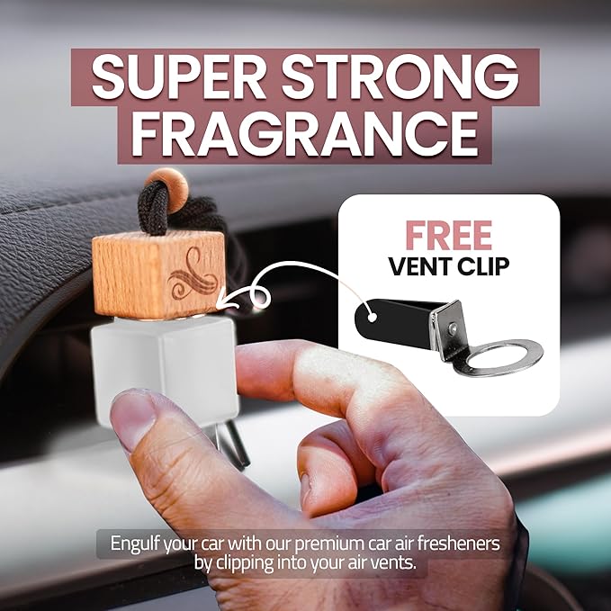 Car Air Freshener for Women - Belle La Vie | Irresistible Scent | Odour Eliminator with Essential Oils | Car Air Fresheners Vent Clip | Long Lasting Automotive Diffuser by Perfa