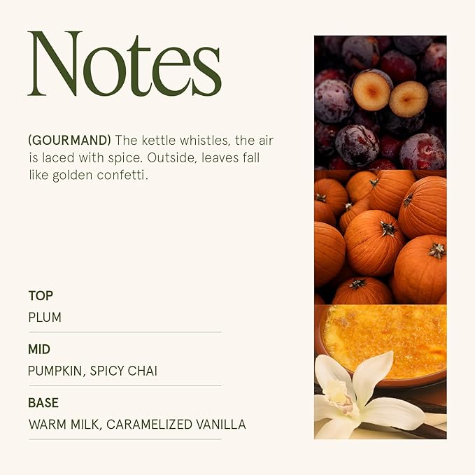 LA Jolie Muse Fall Candles, Pumpkin Chai Scented Candle, Natural Soy Candle, Autumn Candle Gift, Luxury Candles Gifts for Women & Men, House Warming Gift