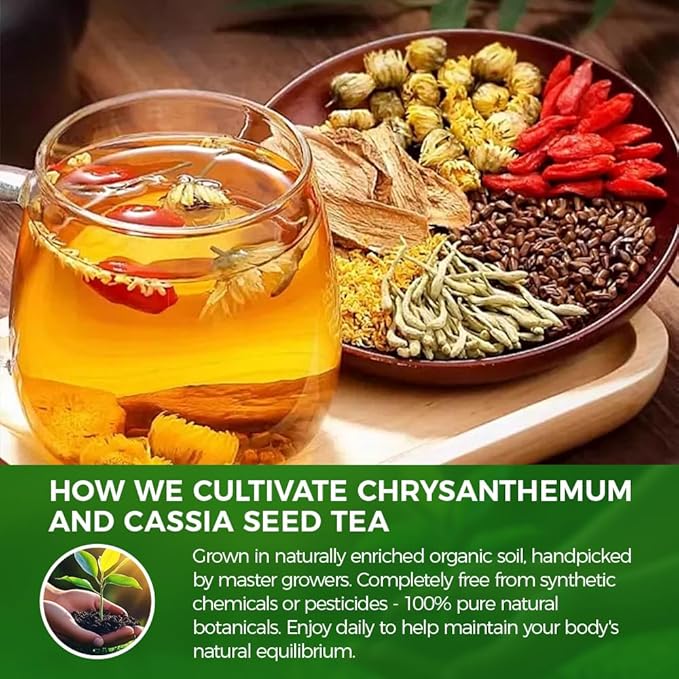 WOTIHA Chrysanthemum cassia seed tea 150g,30 Herbal Teabags, burdock root tea | Honeysuckle | Goji berry | Osmanthus flower | Combination Herbal Tea