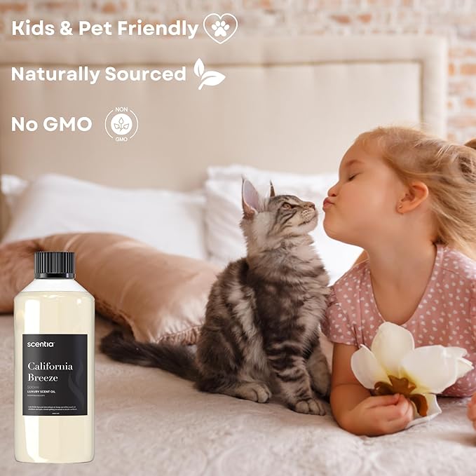 Scentia Hotel Diffuser Oil Inspired by The Delano Beach Club Hotel Scent - 500 mL 16.9 fl oz - Essential Oil Blend Orange, Green Tea & Jasmine for Aromatherapy Diffusers - California Breeze