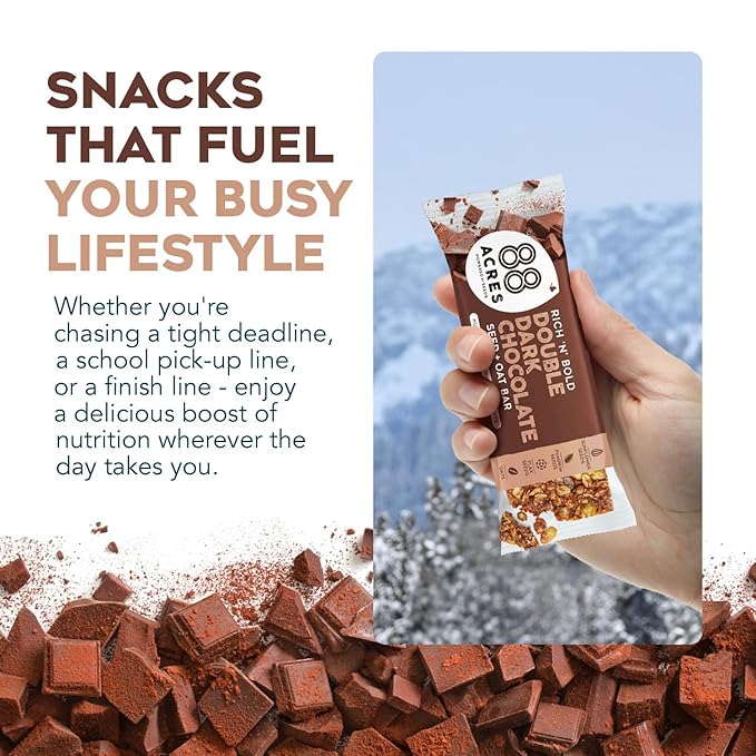 88 Acres Granola Bars | Double Dark Chocolate | Gluten Free, Nut-Free Oat and Seed Snack Bar | Vegan & Non GMO | 12 Pack