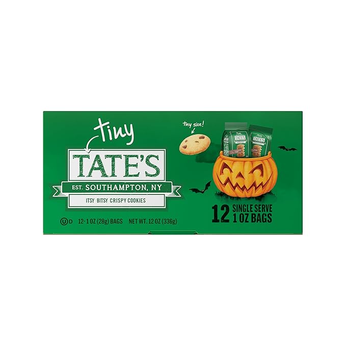 Tate's Bake Shop Tiny Chocolate Chip Cookies, Limited Edition Halloween Cookies, 2 Boxes (24 Total Snack Packs)