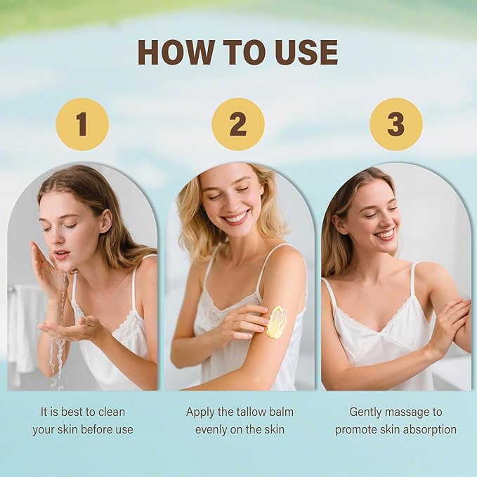 New Whipped Beef Tallow for Skin 4.05oz, 100% Organic Grass Fed Beef Tallow for Face, Pure Tallow Honey and Balm, Beef Tallow, Tallow Moisturizer for Face & Body, Natural Tallow Balm Nourish All Skin