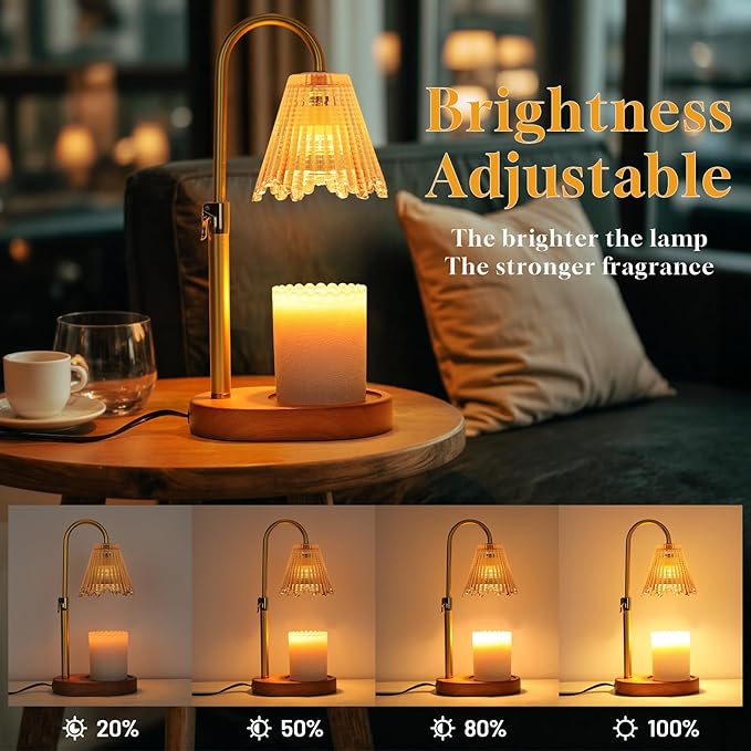 Candle Warmer Lamp with Timer Dimmer, Candle Lamp Warmer Height Adjustable, Birthday Gifts for Women Mom, Housewarming Gifts New Home Decor