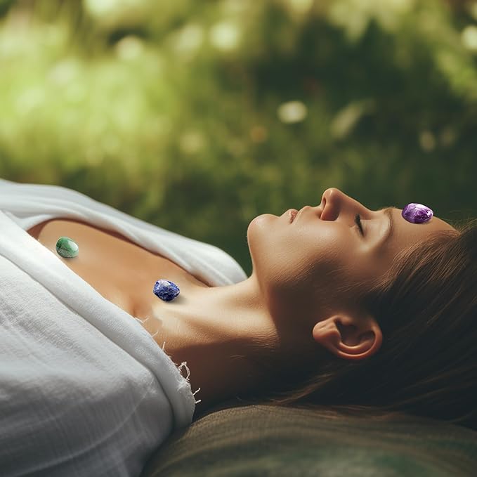 Polished Chakra Stone Set - 0.6", 7 Pcs Handpicked Natural Tumbled Stones and Crystals Bulk for Healing, Reiki, Meditation, Witchcraft and Home Decor, 7-Chakra-Stones-0.6"