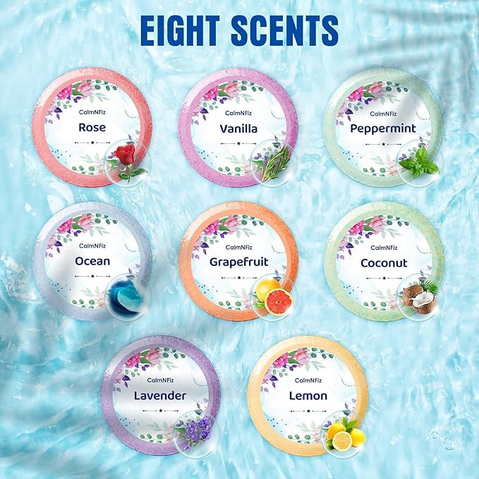 Shower Steamers 16 Pack-Bath Bombs with Organic & Natural Fragrances, Travel Essentials, Stocking Stuffers, Birthday Christmas Gifts for Women, Men, Mom and Teen Who Have Everything (Blue)