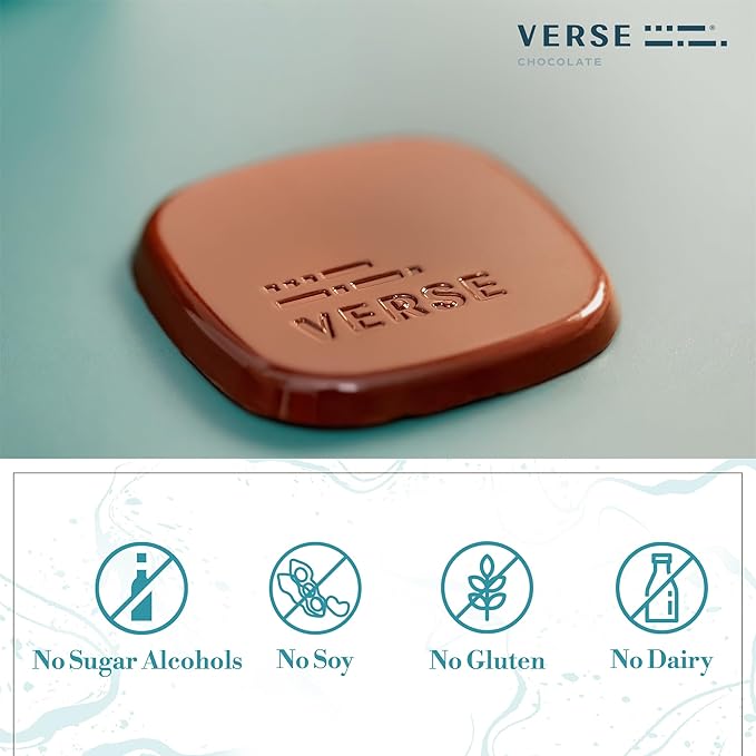 Verse Dark Chocolate Sea Salt Squares - Only 3g Cane Sugar - Creamy 70% Cocoa Dark Chocolate - Individually Wrapped Cacao Bar Squares (9 Count, 2 Pack)