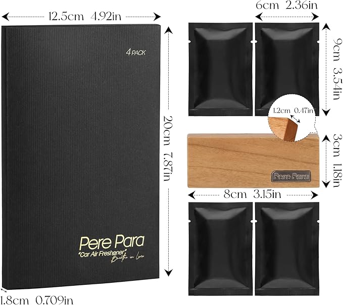 4 Refreshing Scent Bags Wood Car Air Freshener Vent Clip (Burlywood, Sun-Kissed)- Natural Scent Diffuser for Car, Truck & SUV Premium Essential Oil Starter Kit Gift for Men & Women