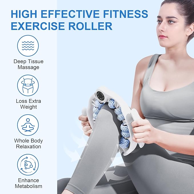 KESHWELL Muscle Massage Roller, Cellulite Remover Massager, Leg Massage Roller for Deep Tissue Relax. Fitness Massage Tool for Arm,Leg,Thigh,Neck,Back,Tennis Elbow.with Removable Handles. Blue