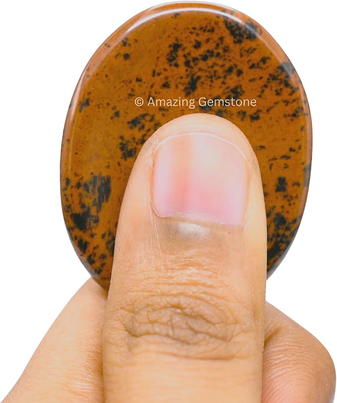 Amazing Gemstone Mahogany Obsidian Worry Stone Crystals and Healing Stones - Worry Stones for Stress Relief Gifts - Piedra Crystal Fidget for Meditation - Unique Stocking Stuffers Gifts for Women, Men
