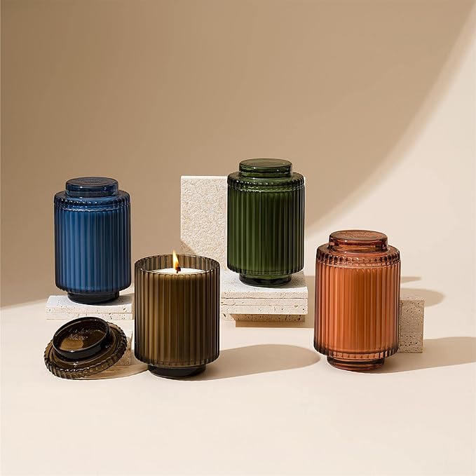 LA JOLIE MUSE Woody Jasmine Candles for Home Scented - Luxury Jar Candles with Aesthetic Glass, Candles Gifts for Women, 80 Hours Long Burning, 12.3oz