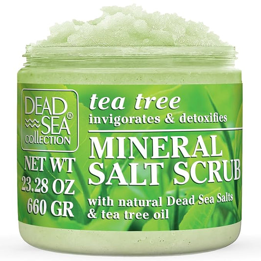 Dead Sea Collection Tea Tree Salt Scrub – Exfoliating Body Scrub for Women – Moisturizing and Nourishing Skin – with Pure Oils and Dead Sea Minerals (23.28 Oz)