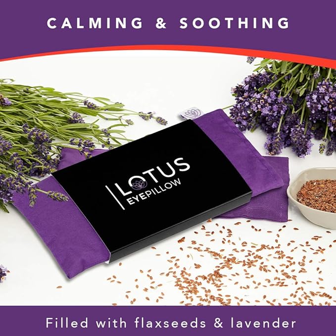Lotus Weighted Lavender Eye Pillow – Purple Eye Mask for Sleep & Meditation – Aromatherapy Yoga Pillow with Flaxseed – Hot or Cold Compress for Headache & Eye Relief