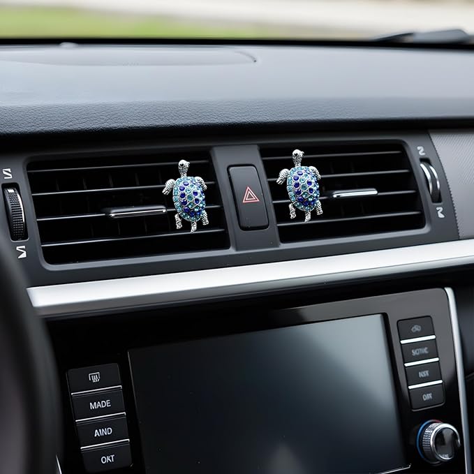 2Pcs Boho Bling Car Vent Clips - Cute Sea Turtles Air Fresheners Car Accessories Dashboard Decorations, Cars Interior Diffuser Decor Gift for Women Lover and Friend