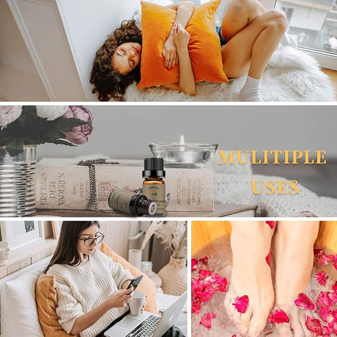 Yethious Chamomile Sandalwood Vetiver Essential Oil Set Organic 100% Pure Aromatherapy Oils for Diffuser