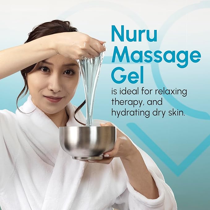 Nuru Massage Gel (8.45 fl oz) | Water-Based | Paraben & Glycerine Free | Formulated with Natural Seaweed, Green Tea, Liquorice Extract, Vitamin B5, & Organic Aloe Vera