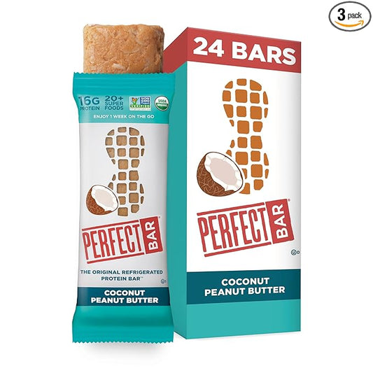 Perfect Bar Original Refrigerated Protein Bar, Coconut Peanut Butter, 2.5 Ounce Bar, 8 Count (Pack of 3)
