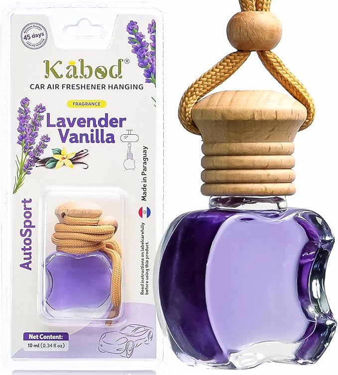 Kabod Premium Lavender Vanilla Car Air Freshener | Hanging Essential Oil Diffuser | Natural Odor Eliminator | Long-Lasting Fragrance | 10 ml