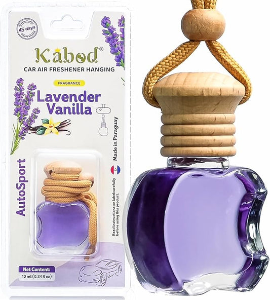 Kabod Premium Lavender Vanilla Car Air Freshener | Hanging Essential Oil Diffuser | Natural Odor Eliminator | Long-Lasting Fragrance | 10 ml