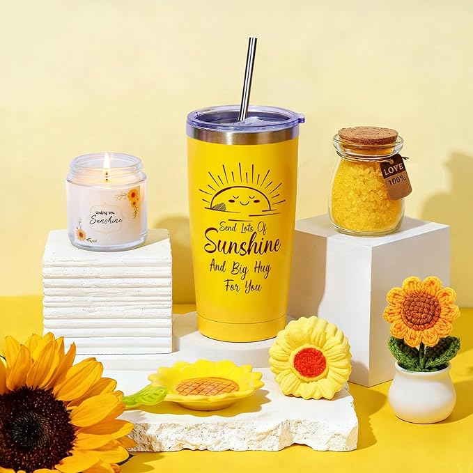 Golray Sunshine Gift Baskets for Women, Unique Birthday Gifts for Women, Self Care Spa Gifts for Her Best Friends Bestie Sister Mom Female,Get Well Soon Thinking of You Care Package