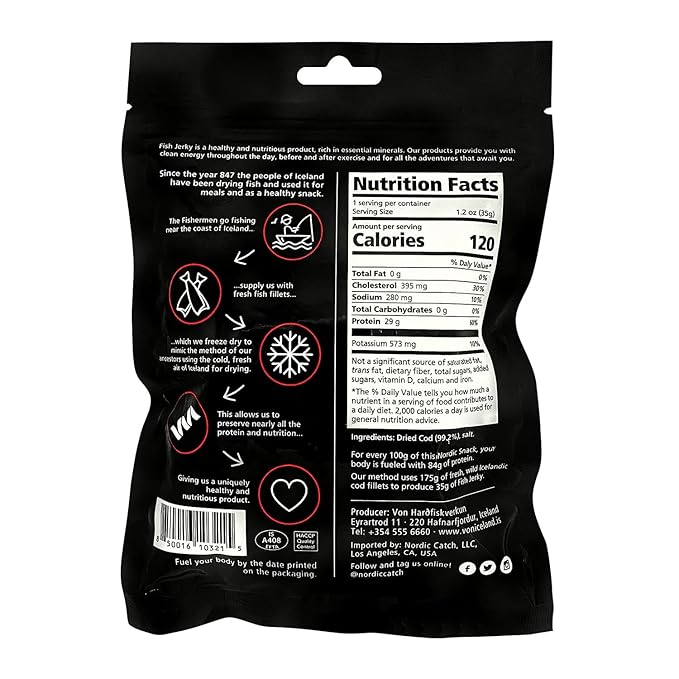 Nordic Catch Freeze Dried Cod Bites - High Protein Crisps Made From Wild-Caught Icelandic Cod Fish - Keto Protein Snacks, High Protein Chips, Healthy Snack with Omega-3s, 35g Resealable Bag - 130 Pack