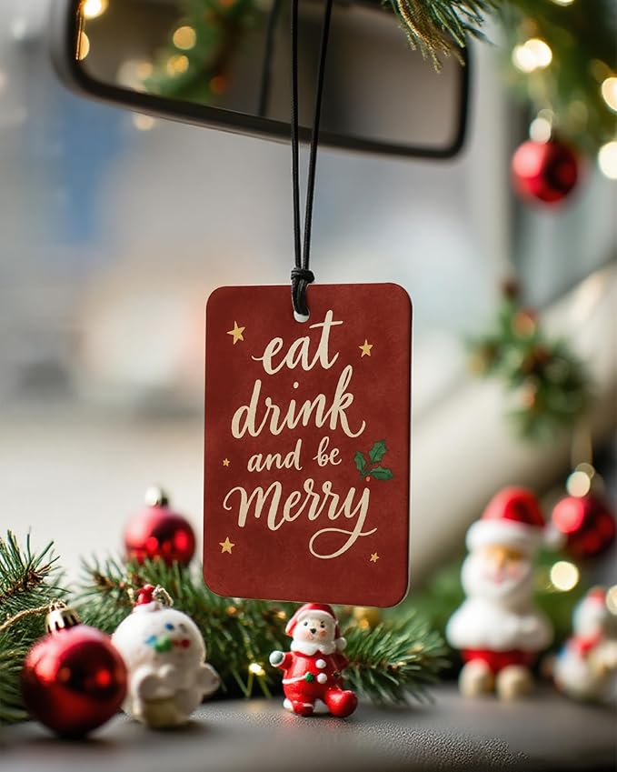 Red and Green Christmas Berry Car Air Freshener 4 Pcs, Retro Coquette Bow Xmas Tree Hanging Air Freshener for Cars Closet Drawer Books, Girly Christmas Car Accessories Mirror Decor for Women