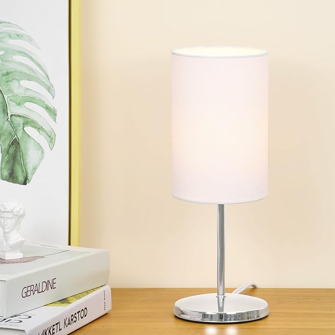 Lampwell Alee Small Table Lamp for Living Room,Set of 2,Modern Kids Night Table Lamp,Φ4.33×H12.21IN,Bulb Excluded,White