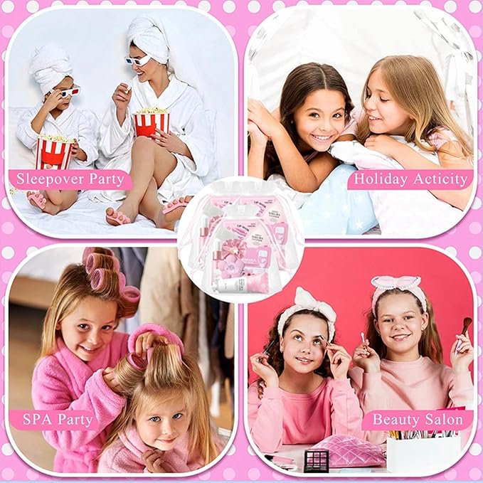 Spa Party Supplies for Women Girl,45pcs/5 Set Sleepover Party Favors With Facial Masks Skincare,Face Cleanser,Serum, Hand Cream,Lip Mask,Foot Bath Bombs,Gift for Spa,Sleepover,Birthday